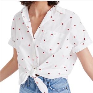Madewell Strawberry button up top